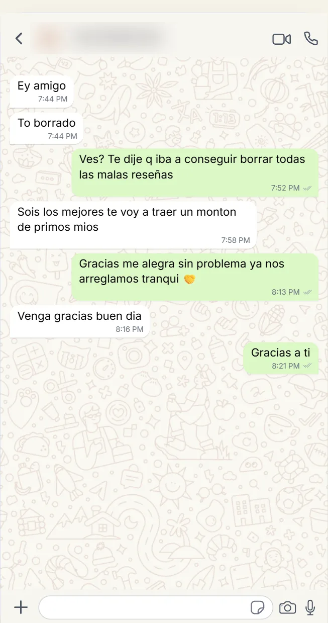 Testimonio de cliente con mejora de valoración en Google