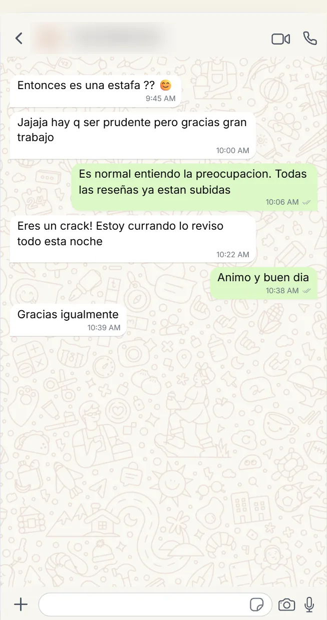 Resultado de cliente tras pedir reseñas en Google Maps